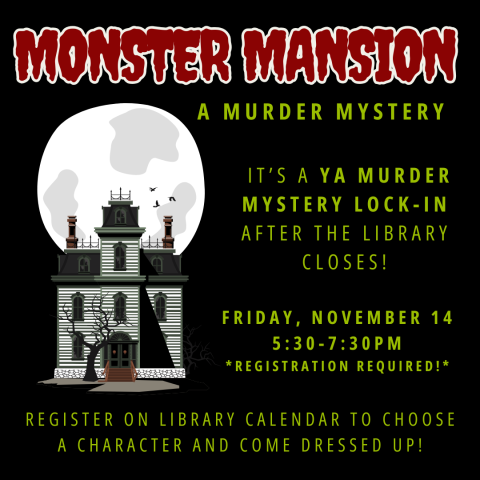 A castle overshadowed by a large white moon. It gives details about the program.